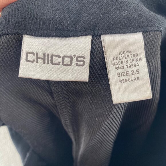 Chicos Pants Womens 2.5 US 14R Black Wide Leg Pockets Brushed Office Career Work - Picture 6 of 12